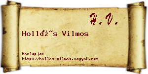 Hollós Vilmos névjegykártya